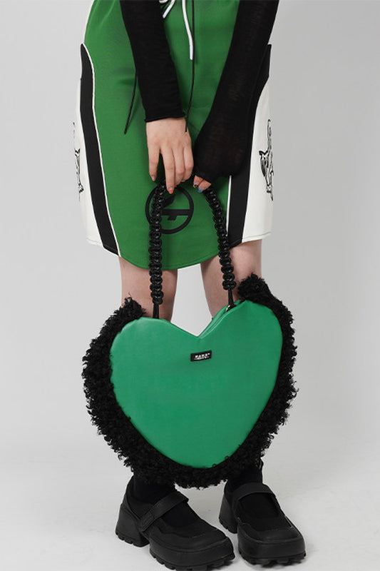 Heart Plush Woven Underarm Crossbody Bag