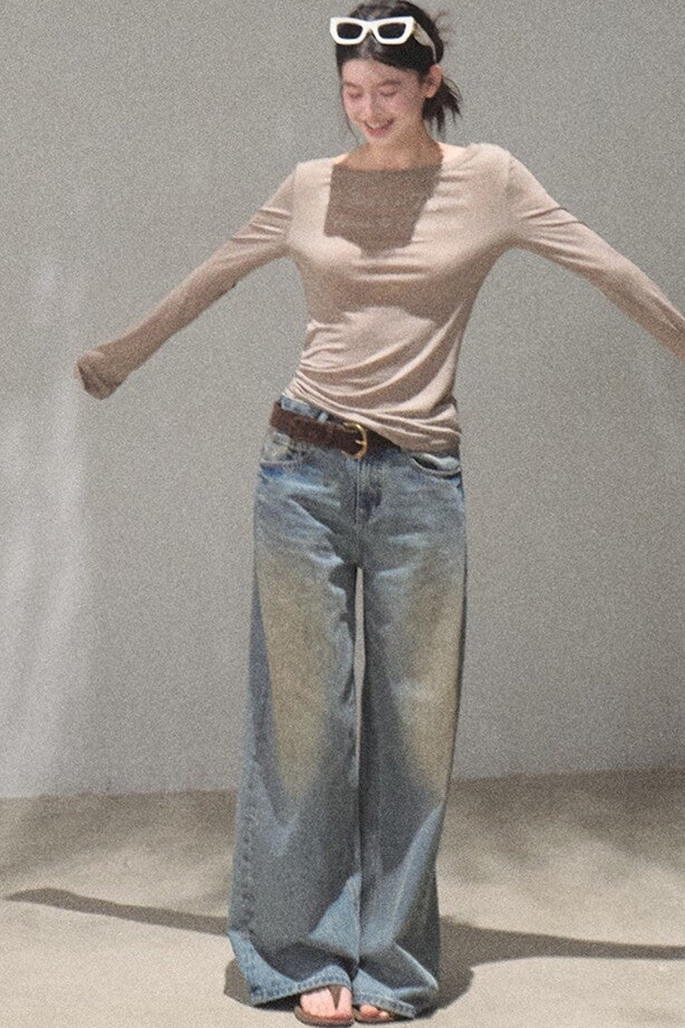 Vintage Hand-Painted Wide Leg Jeans Set