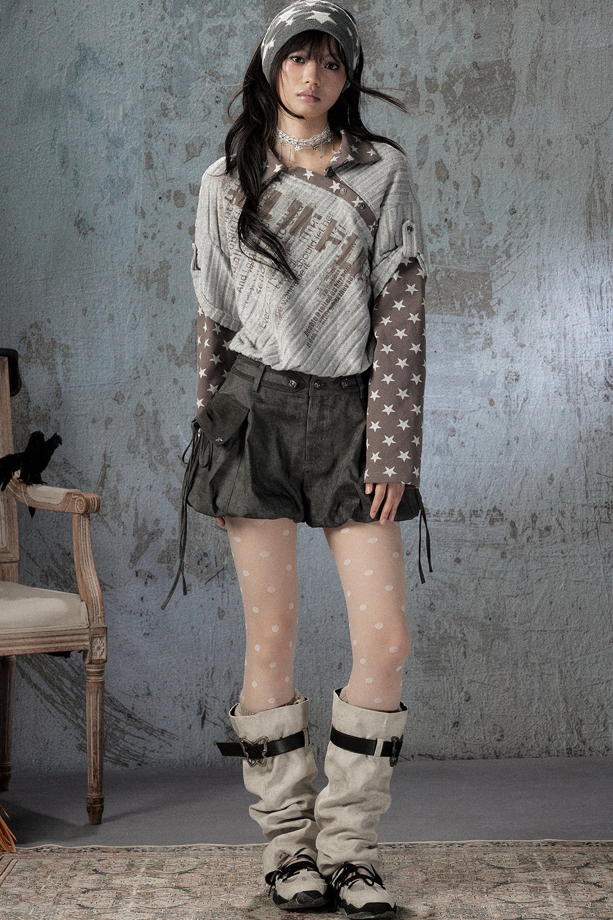 Asymmetrical Star Patchwork Long-Sleeve T-Shirt