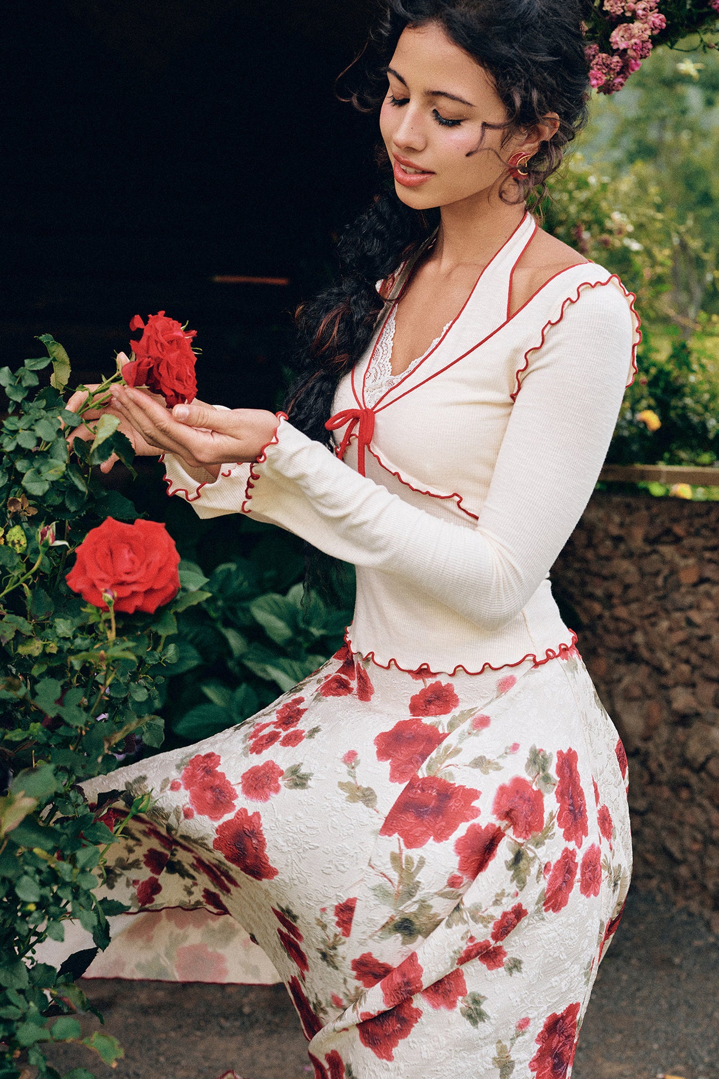 Rose Valley Floral Top and Skirt Set-Up