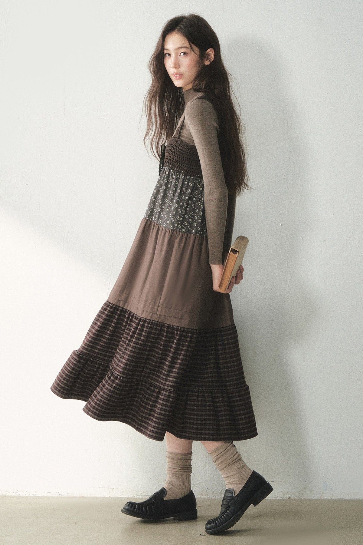 Plaid Floral Patchwork Dress