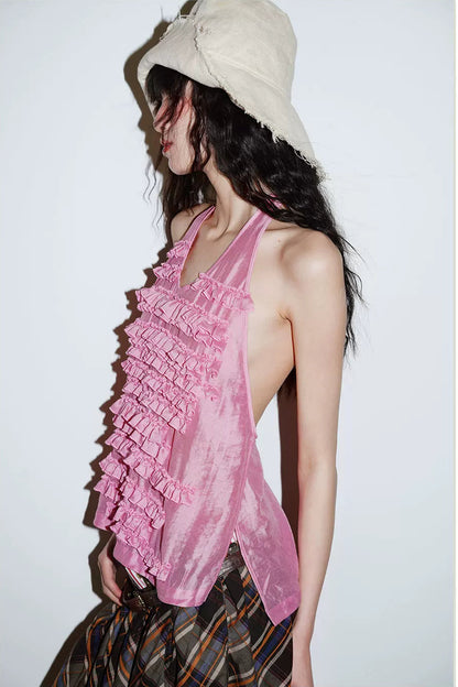 Lyocell Ruffle Halter Top