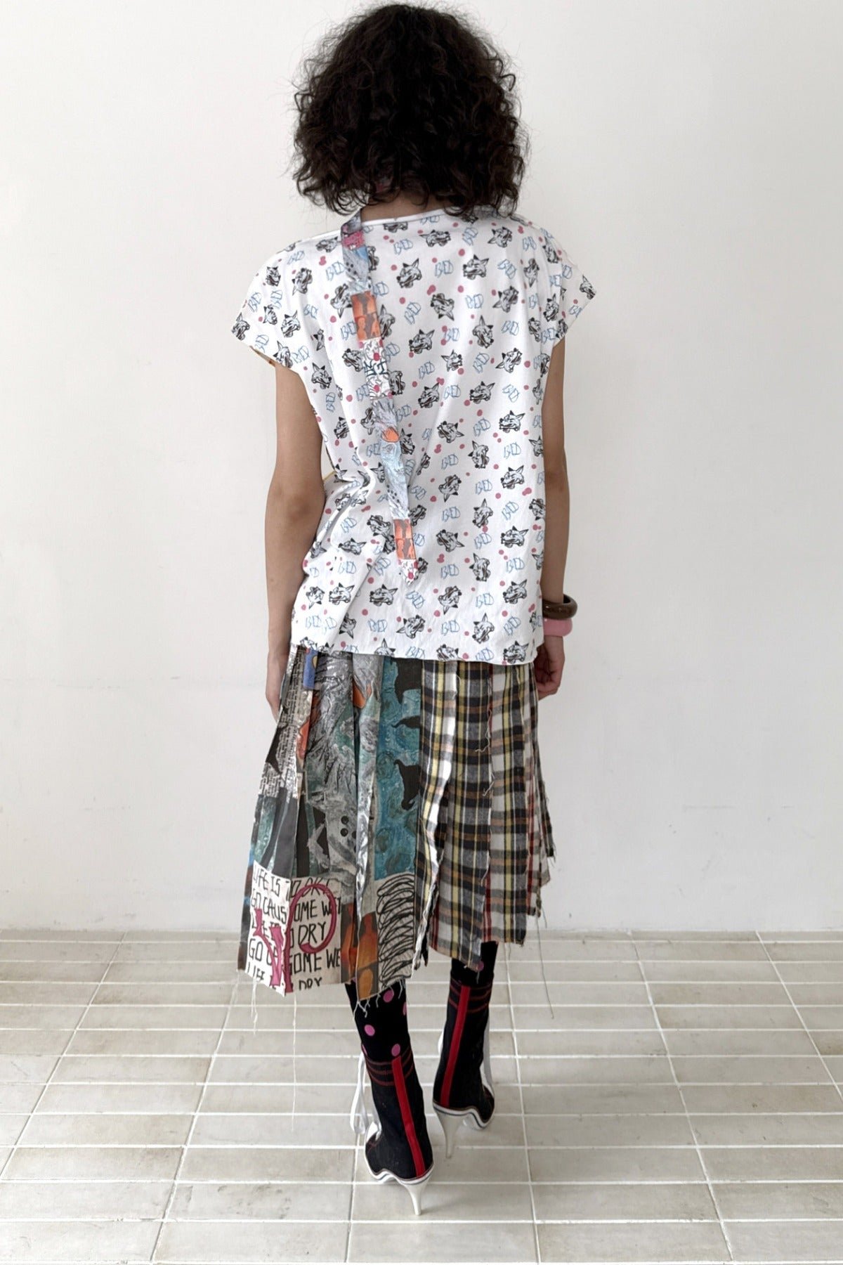 Reversible Draped Graffiti Canvas T-shirt