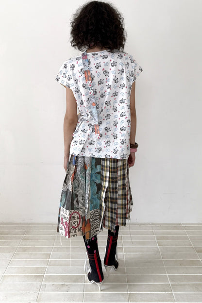 Reversible Draped Graffiti Canvas T-shirt