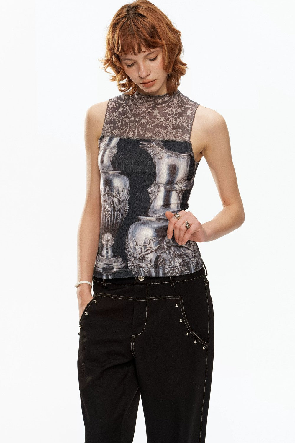 Silver Wine Bottle Patchwork Vest