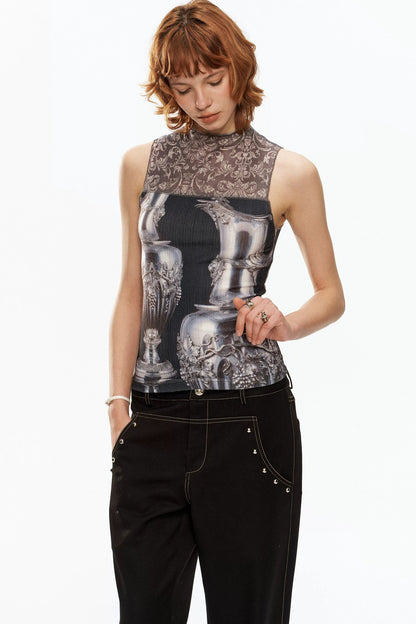 Silver Wine Bottle Patchwork Vest