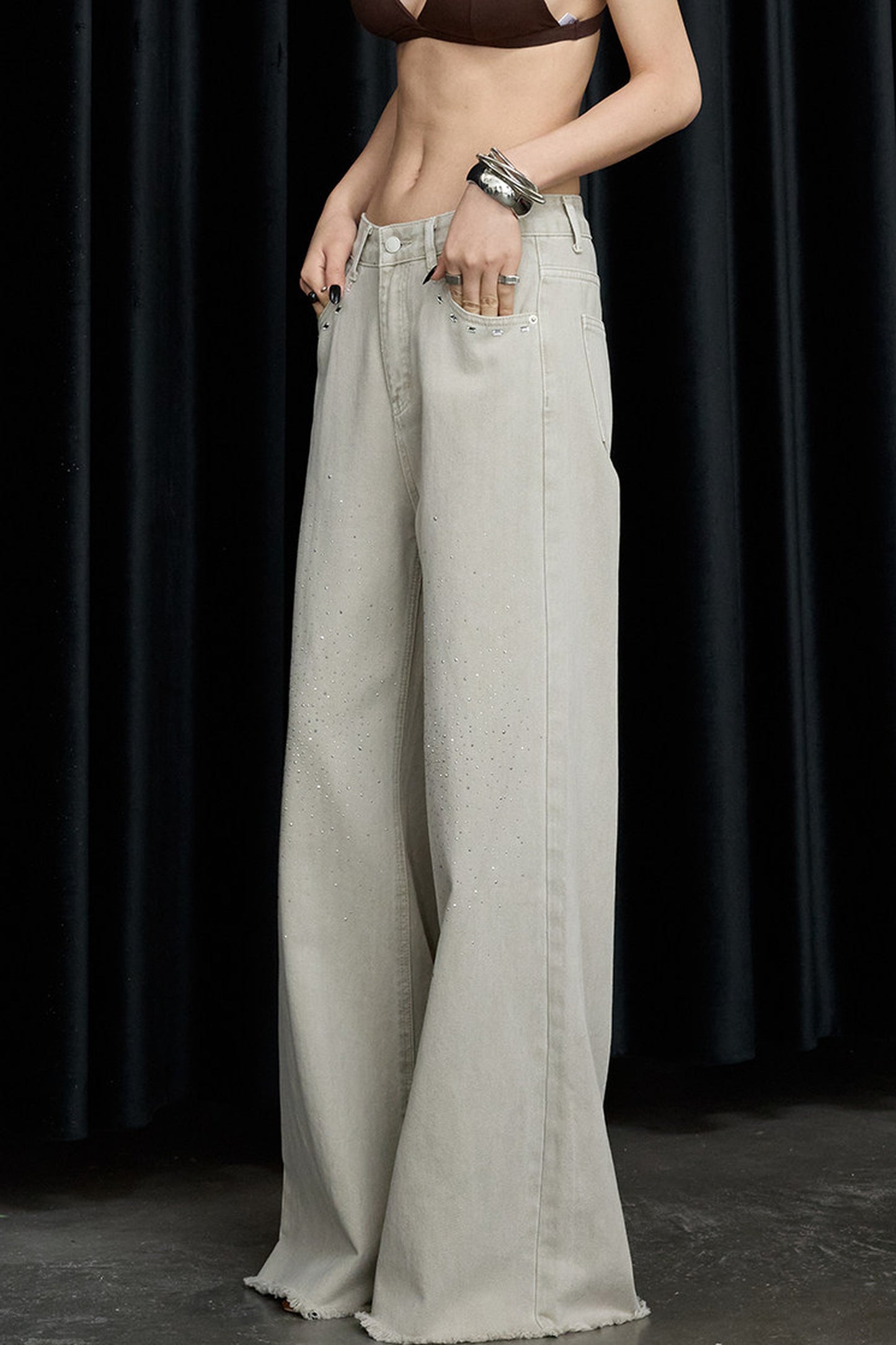 Desert Star Rhinestone Wide-Leg Jeans