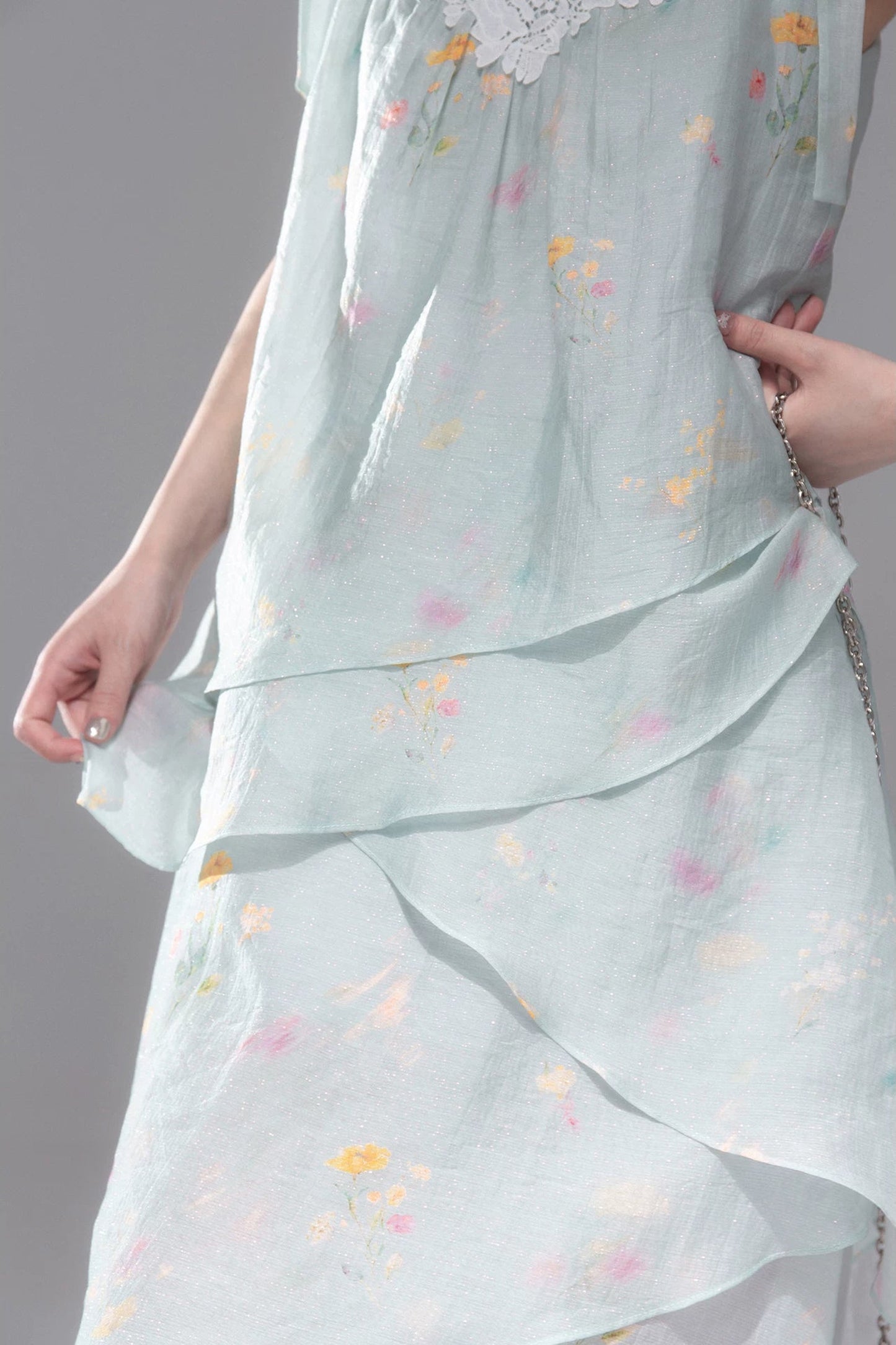 Sheer Lace Layered Lyocell Dress