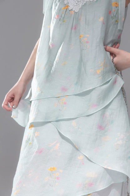 Sheer Lace Layered Lyocell Dress