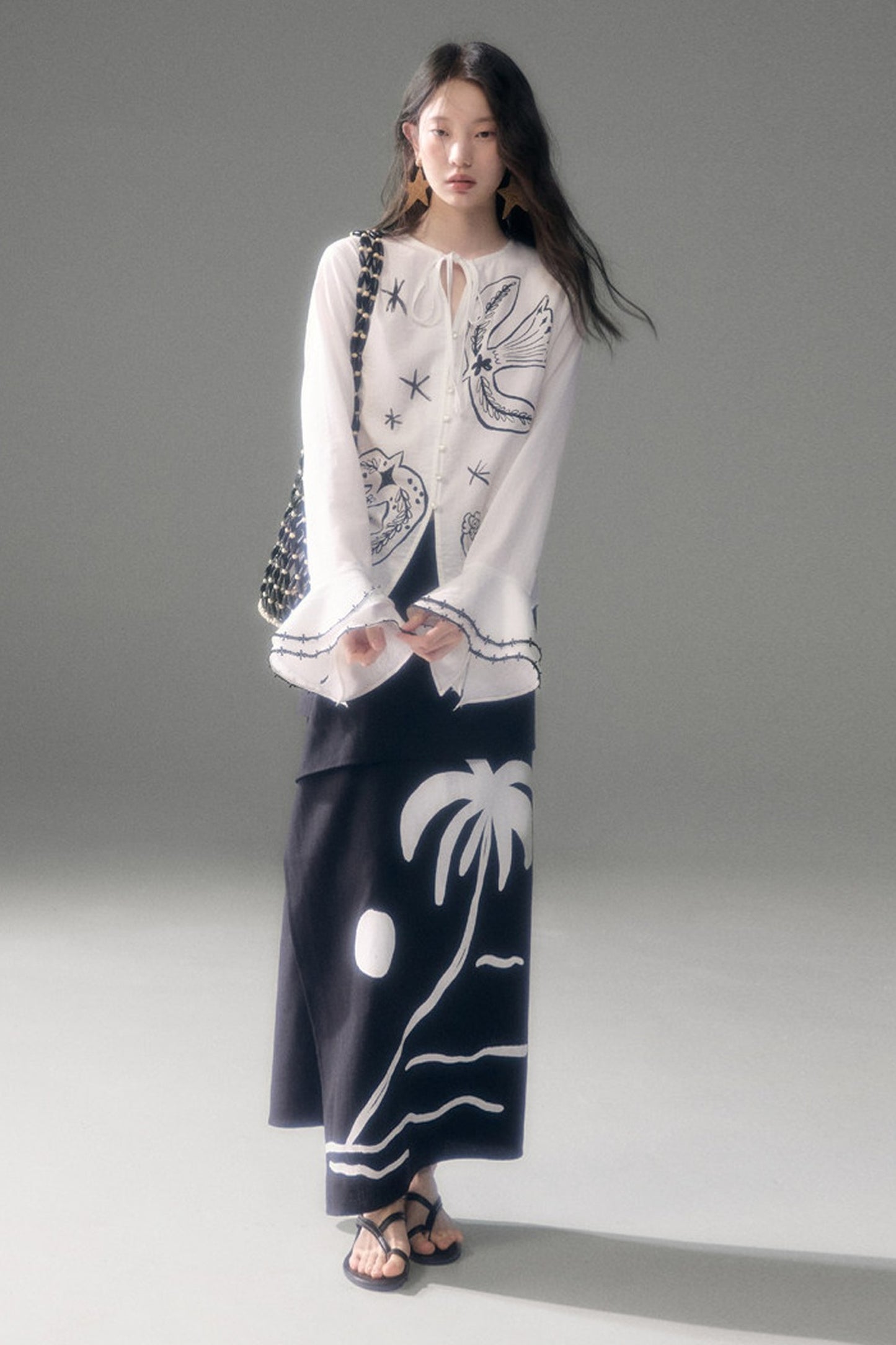 Palm Sunset Print Skirt