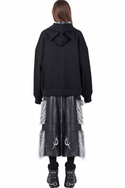 Reversible Patchwork Leather Skirt