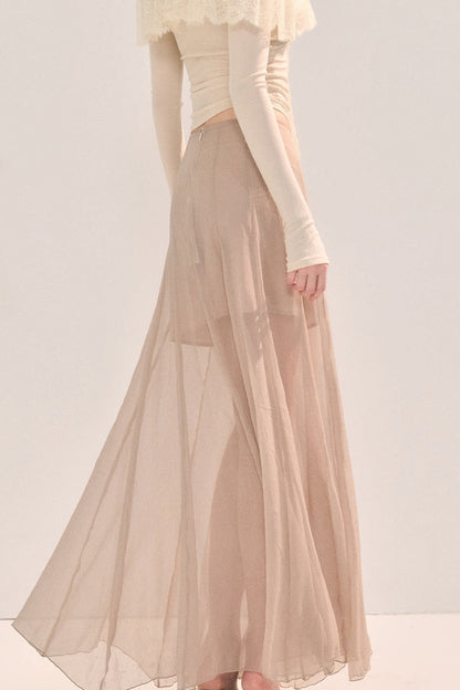 Eleganter langer Mesh-Rock