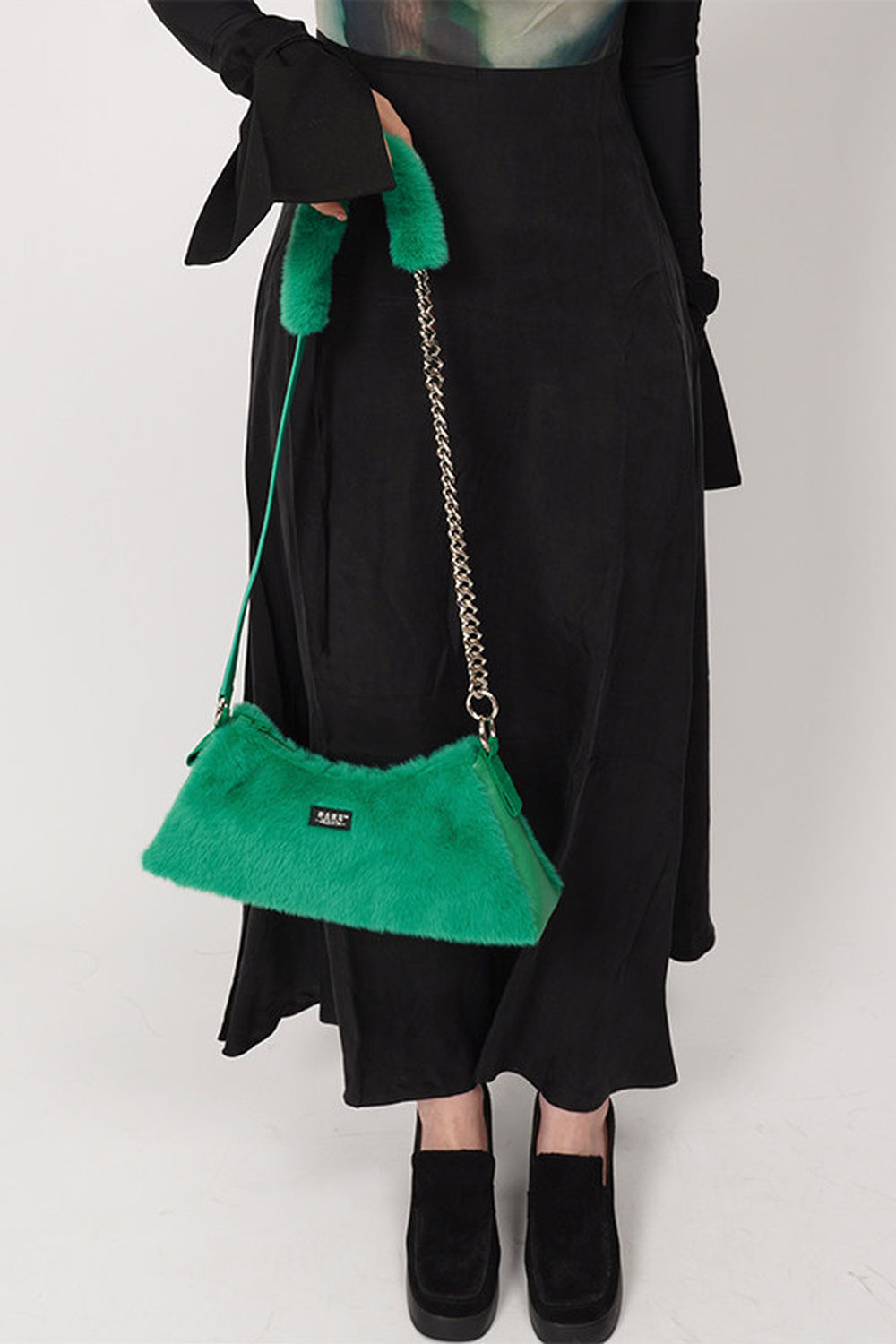 Solid Color Fur Underarm Crossbody Shoulder Bag
