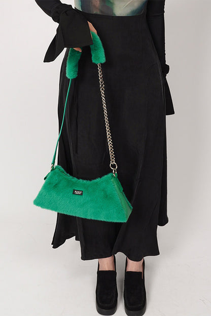 Solid Color Fur Underarm Crossbody Shoulder Bag