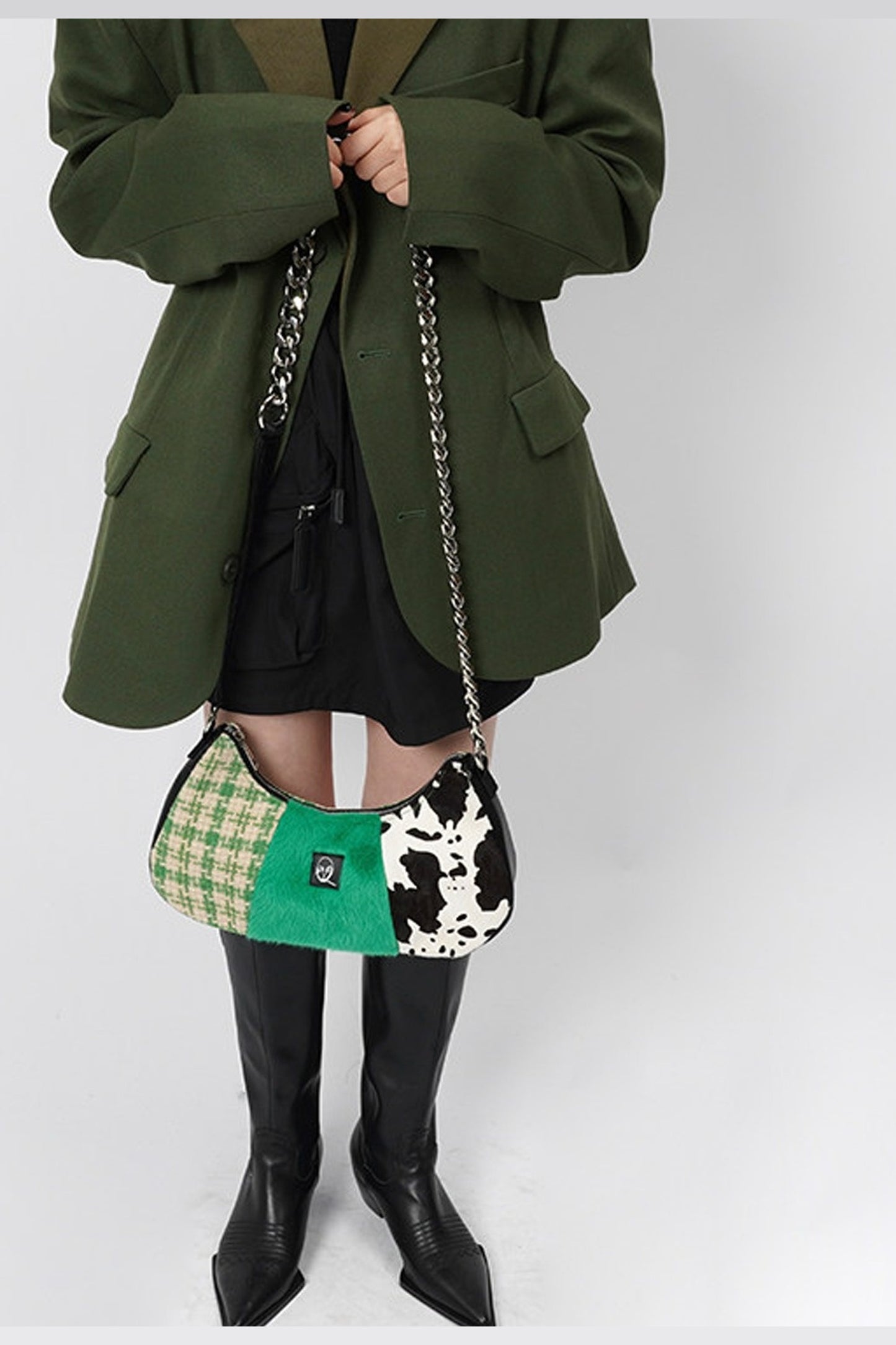 Genuine Leather Color-Block Bag