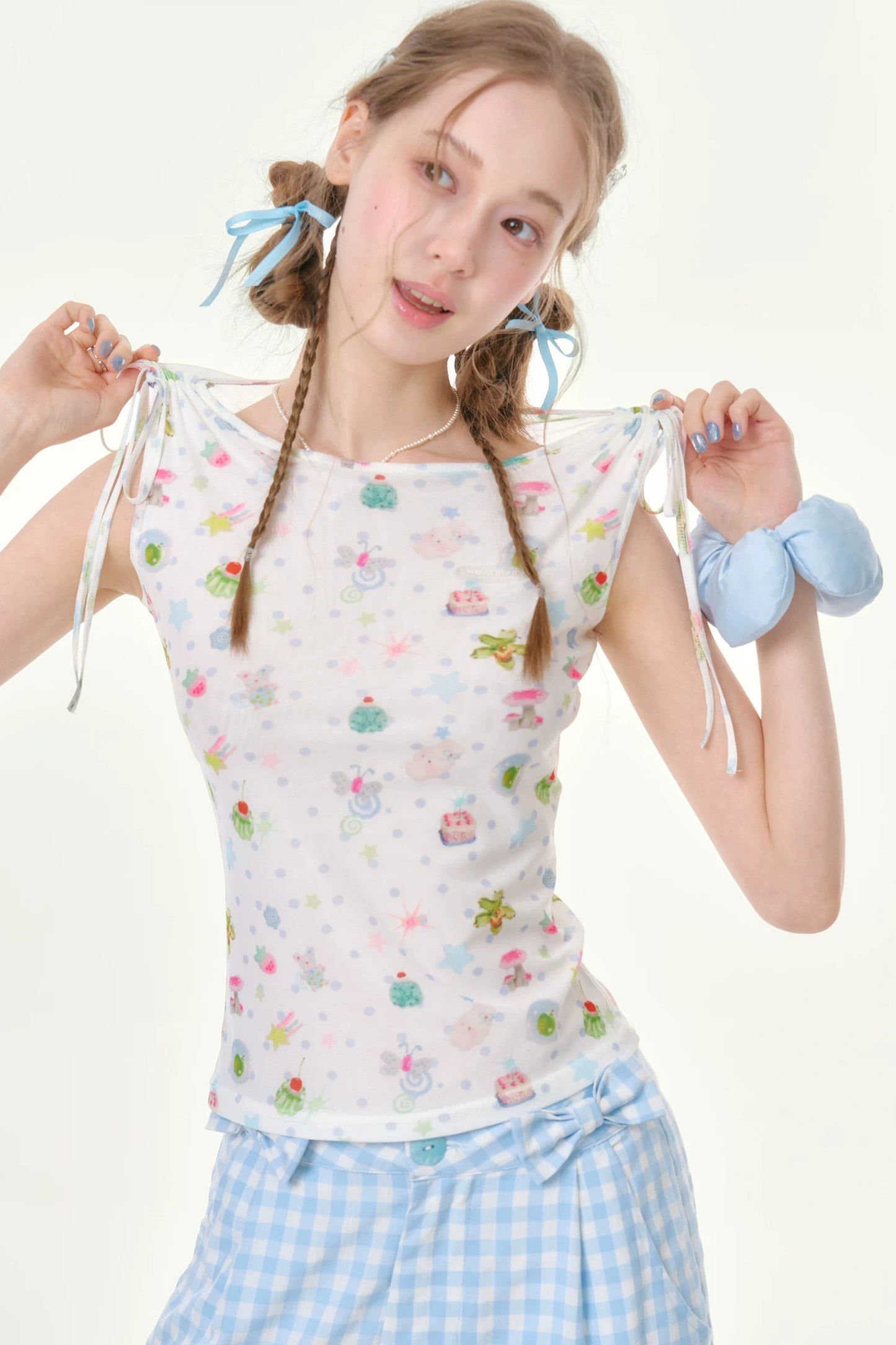 Polka Dot Off-Shoulder Vest