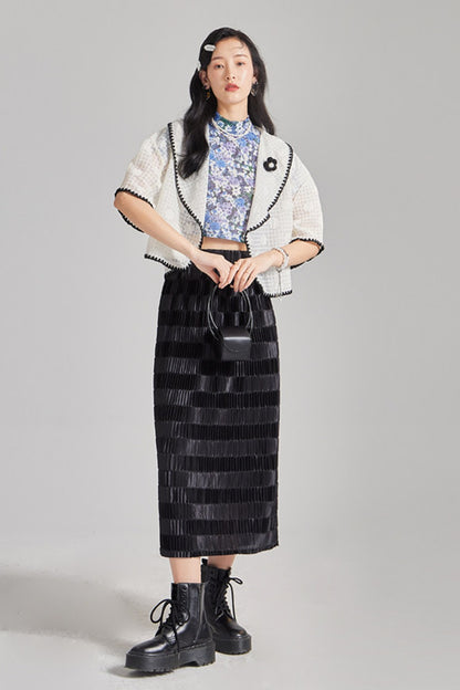 Gradient Pleated Elastic Waist Skirt