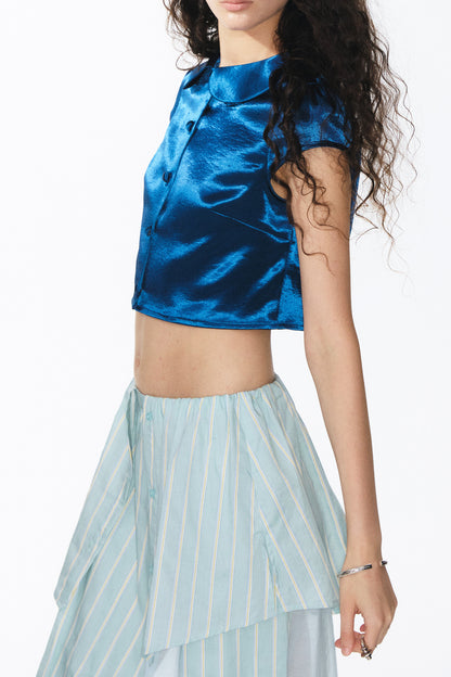 Royal Blue Glossy Blouse