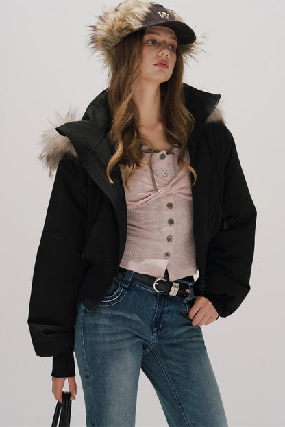 Black Winter Cotton Coat