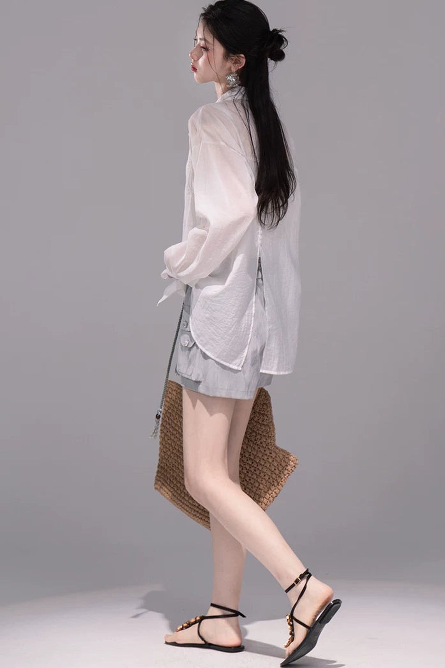 Translucent Silk Embroidered Blouse