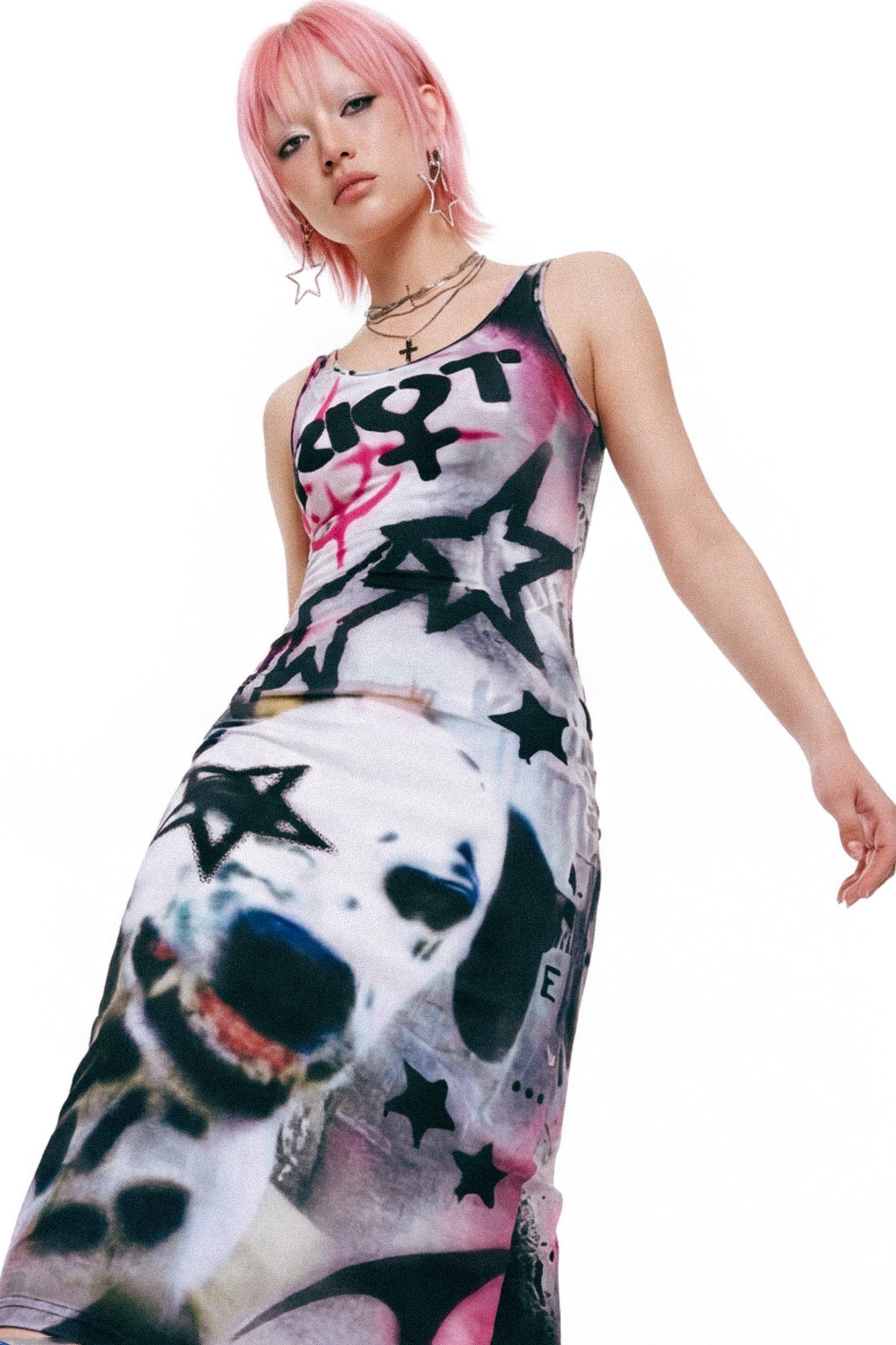 Punk Graffiti Slim-Fit Dress