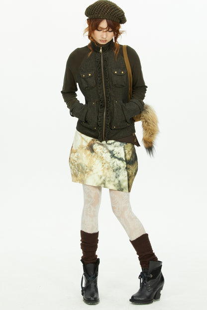 Low-Waist Tree Shadow Print Skirt