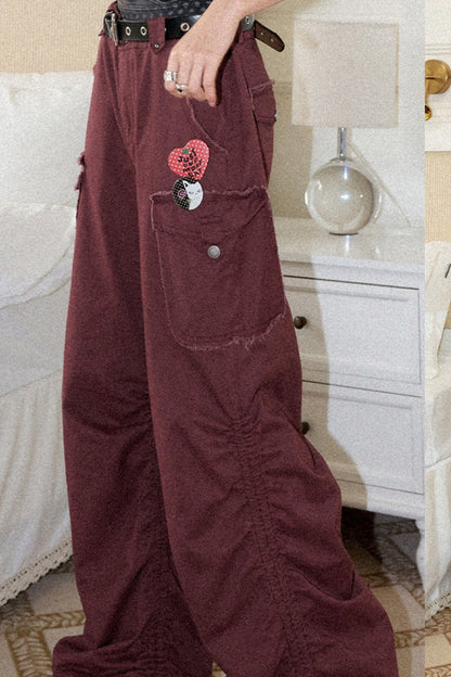 Drawstring Cargo Straight Pants
