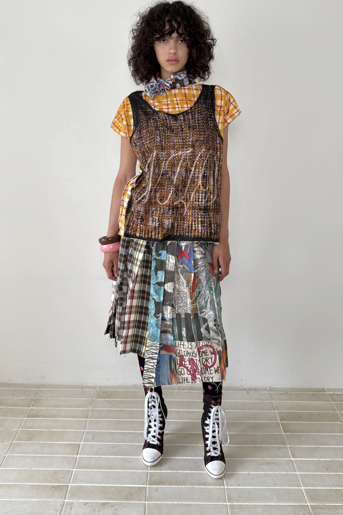 Reversible Draped Graffiti Canvas T-shirt