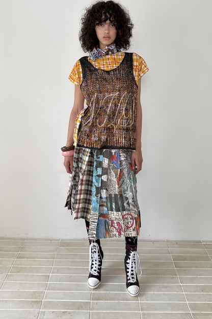 Reversible Draped Graffiti Canvas T-shirt