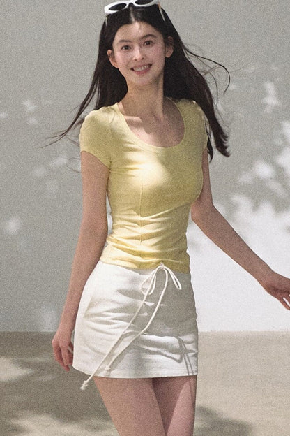 Lyocell V-Neck Short Sleeve Top