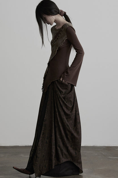 Asymmetrical Eye Embroidery Knit Top
