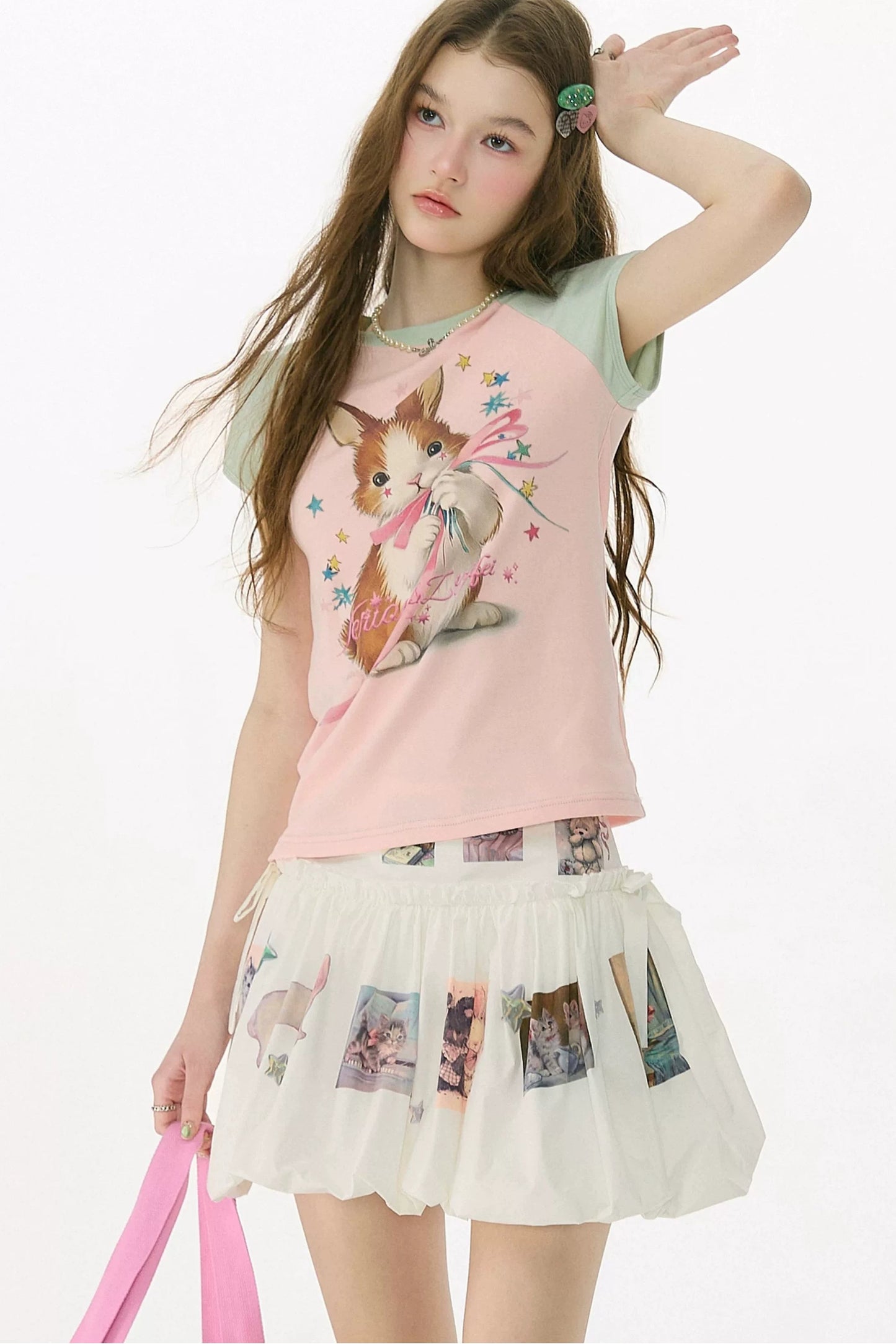 Retro Rabbit Print Top
