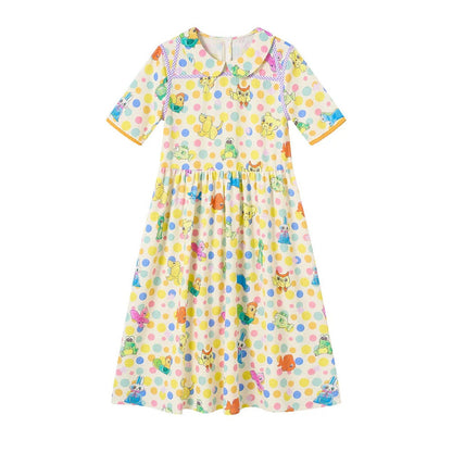 Robe blanc cassé à pois et graffiti