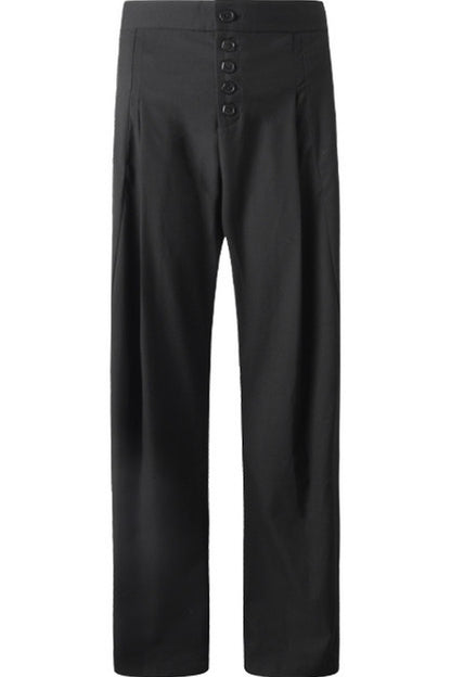 Black Pleated Wide-Leg Trousers
