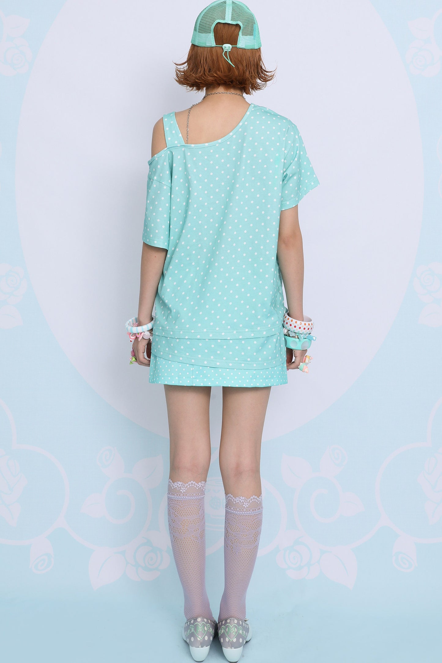 Mint Green Asymmetrical Shoulder T-Shirt