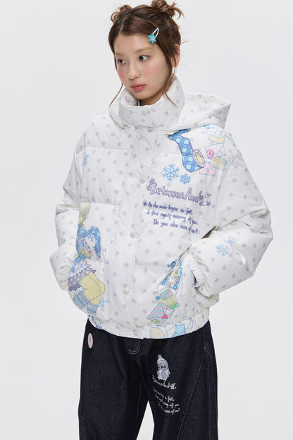 Star Polka Dot Hooded Down Jacket