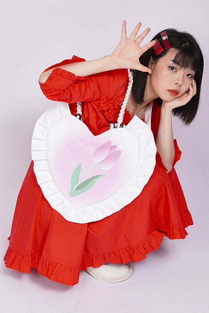 Tulip Heart Woven Crossbody Bag