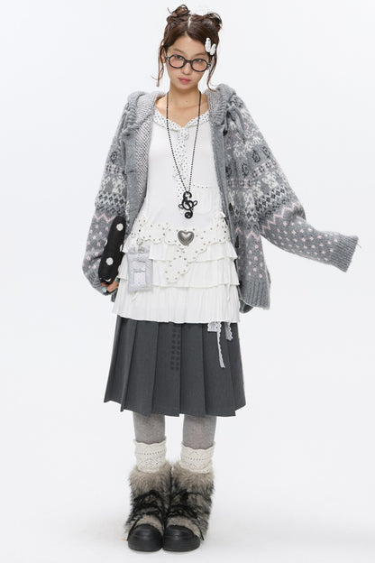 Fair Isle Duffle Button Cardigan