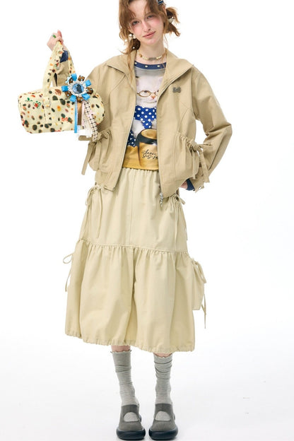 Khaki Lapel Work Jacket