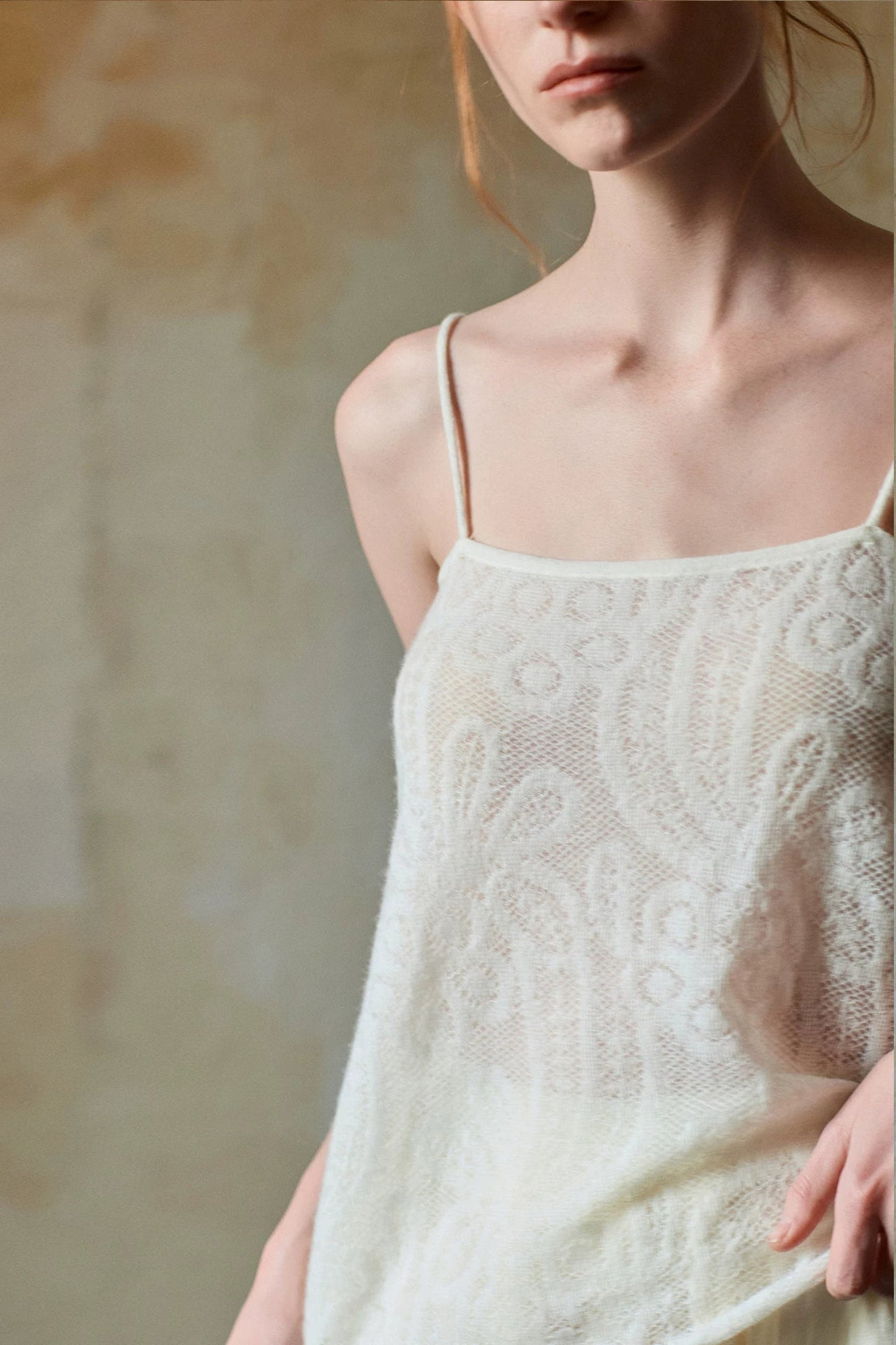 Off-White Wool Jacquard Camisole