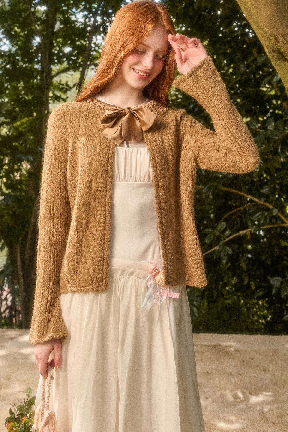 Soft Wool Ribbon Knit Cardigan