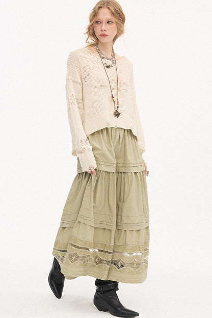 Hollow Lace A-Line Skirt