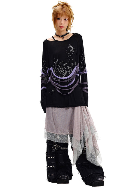 Starry Night Rhinestone Long-Sleeve T-Shirt