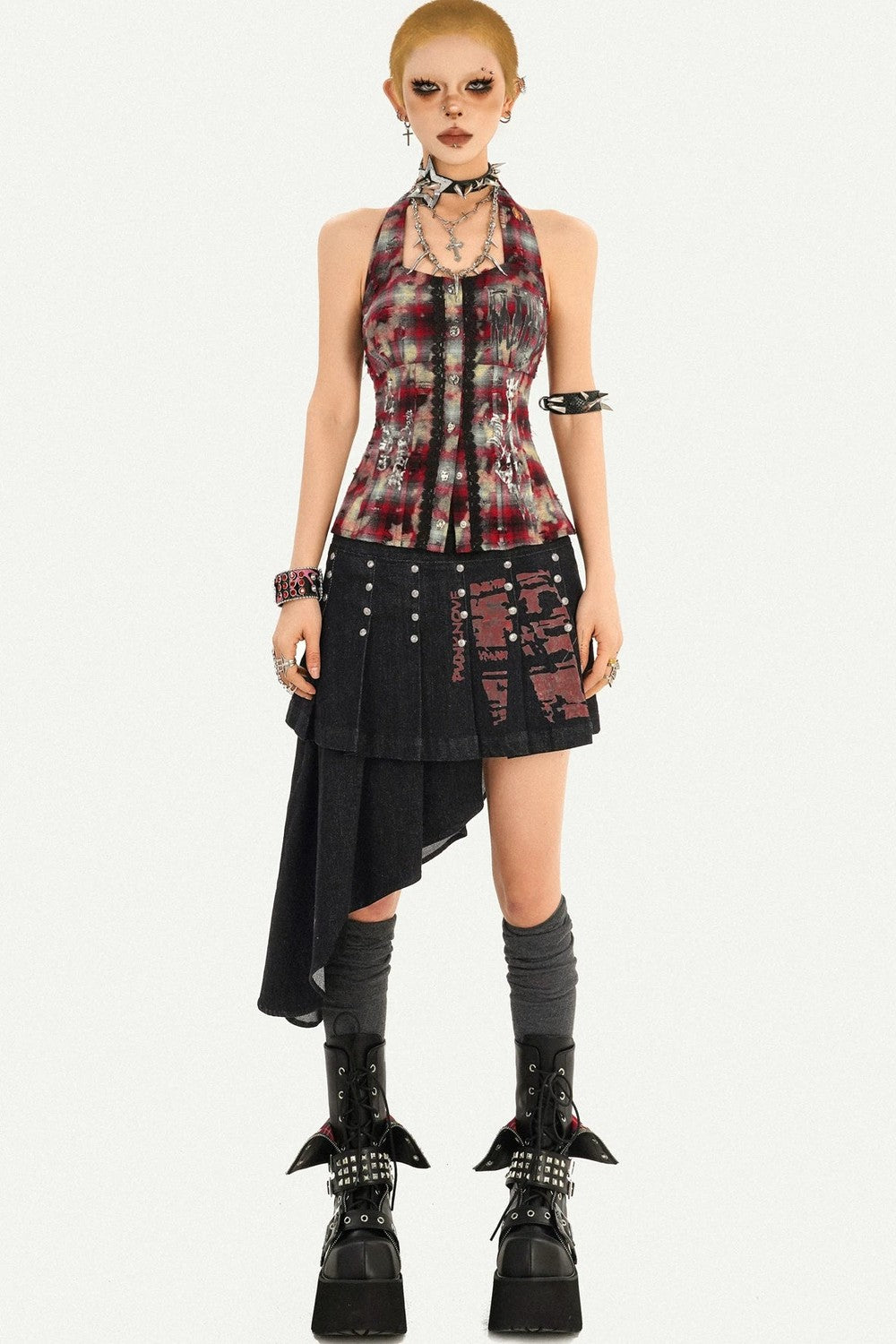 Irregular Punk Rivet Skirt