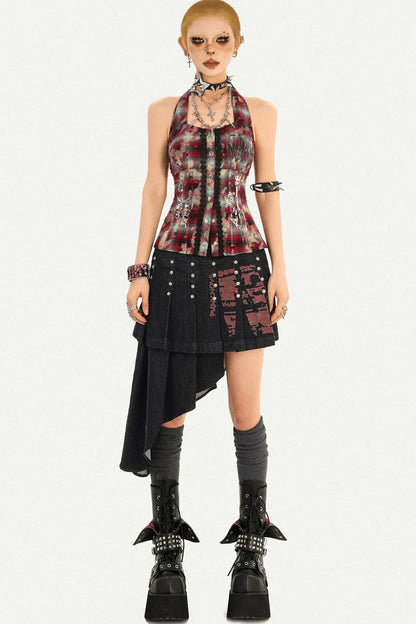 Irregular Punk Rivet Skirt