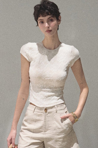 Lace Splice Short Sleeve Top