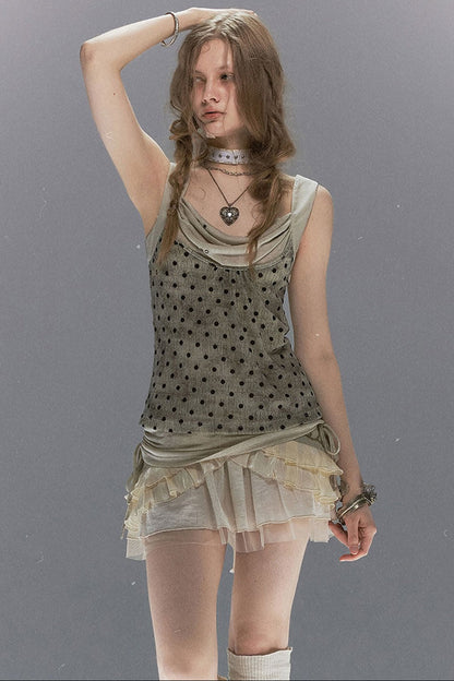Velvet Polka Dot Layered Top