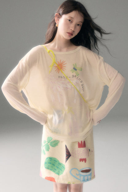 Fruit and Vegetable Print Skirt