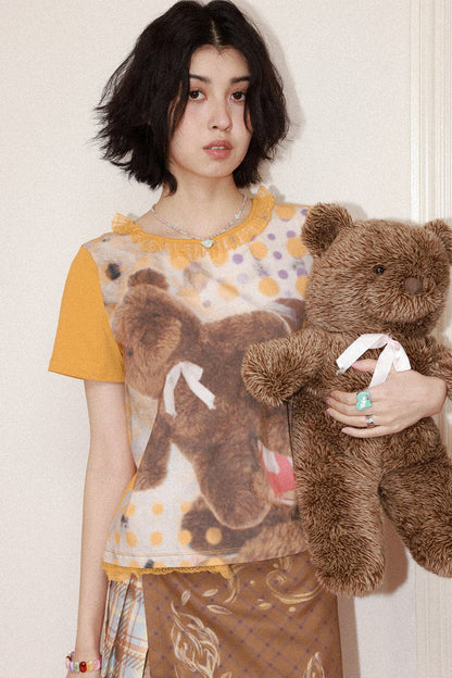 Polka Dot Bear Lace Tee
