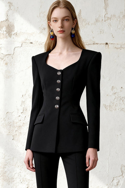 Rhinestone Blazer Flared Pants Set